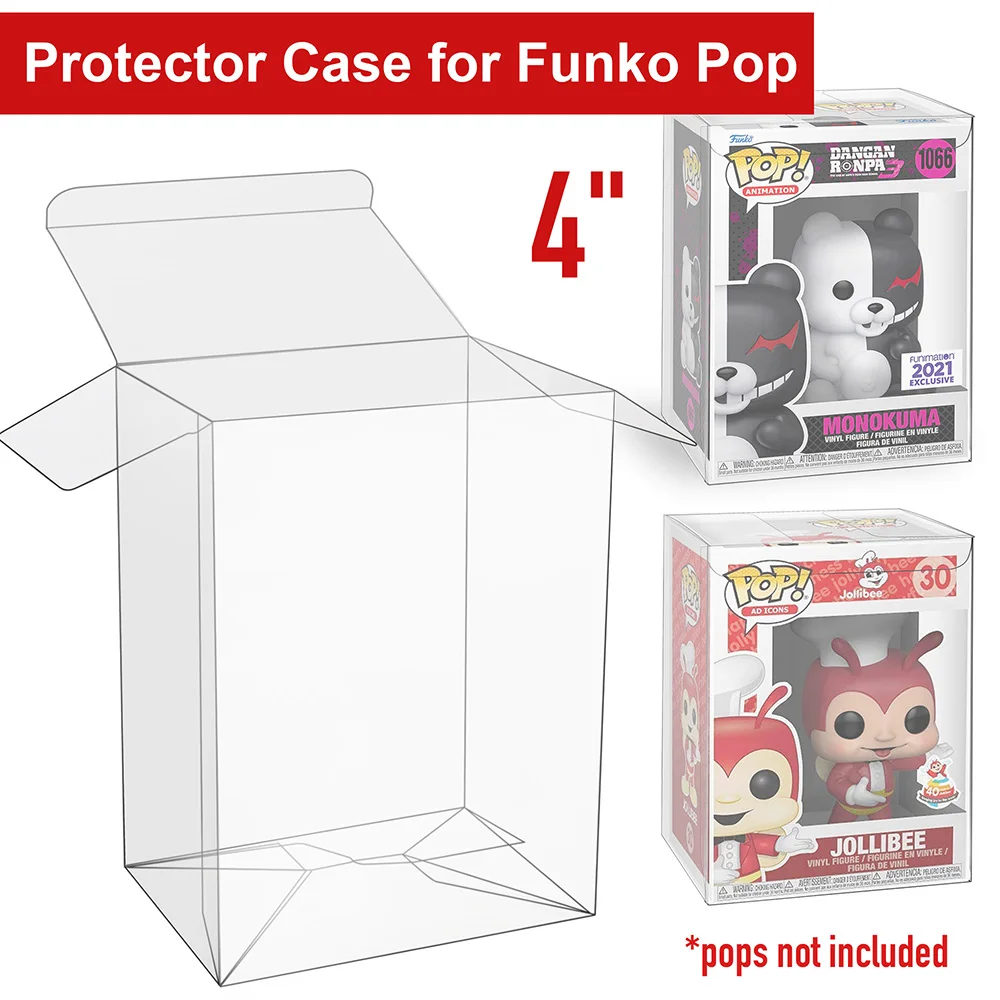 

50 шт. прозрачная защитная коробка для виниловых фигурок Funko Pop 4 дюйма с защитной пленкой с запирающейся вкладкой, организация домашнего хранения