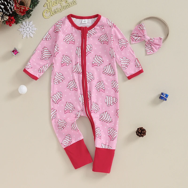 

Cute Toddler Girls s Adorable Snowflake Patterned Button-up Playsuit with Matching Bow Headband for the Holidays