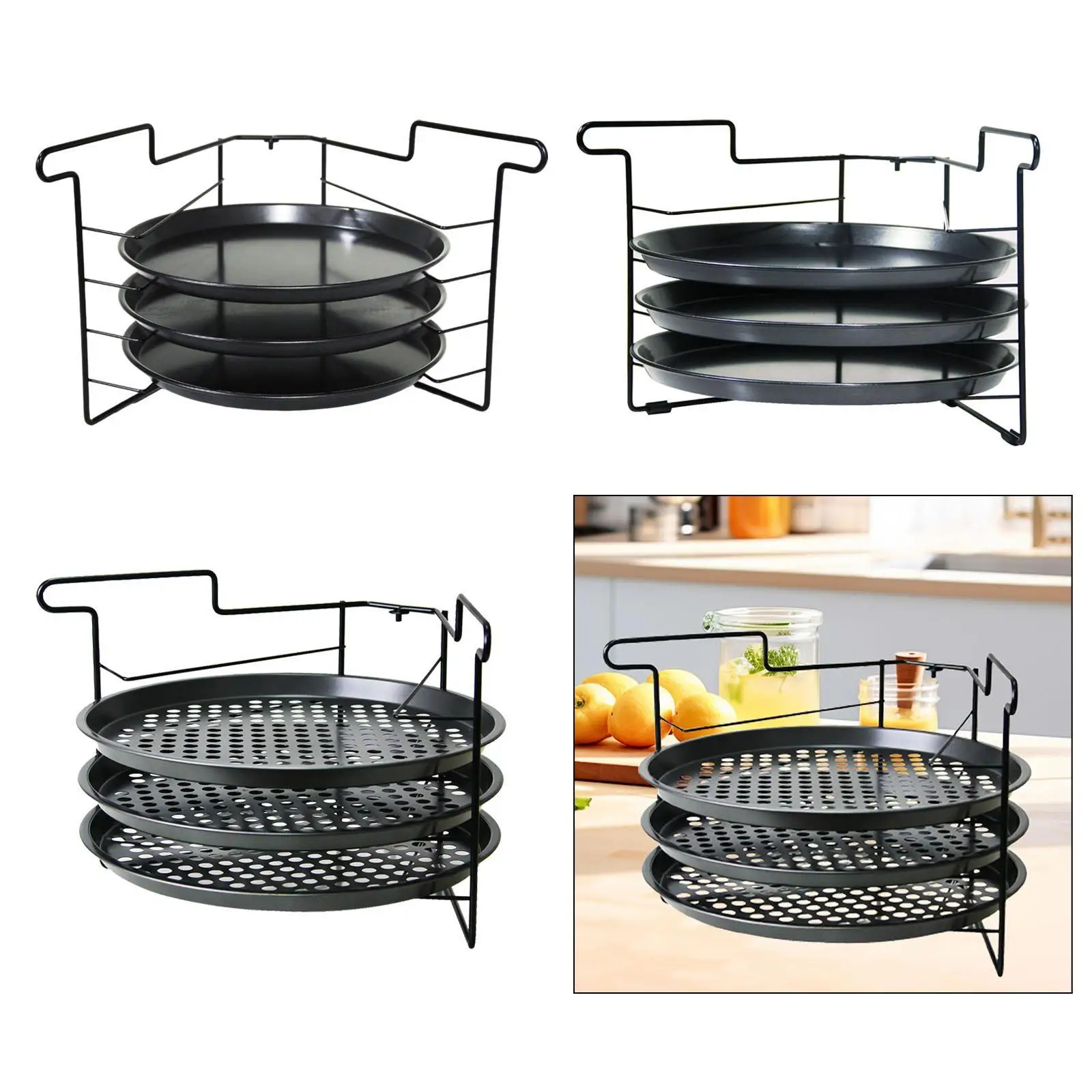 Pizza Pan Rack Portable Table Platter Tray for Pizzerias Picnic Restaurants