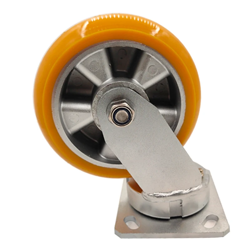 

6-дюймовый поворотный сверхмощный кронштейн для предотвращения столкновений с роликами из полиуретана с алюминиевым сердечником, подшипниками, гайками из нержавеющей стали и трубчатым роликоном