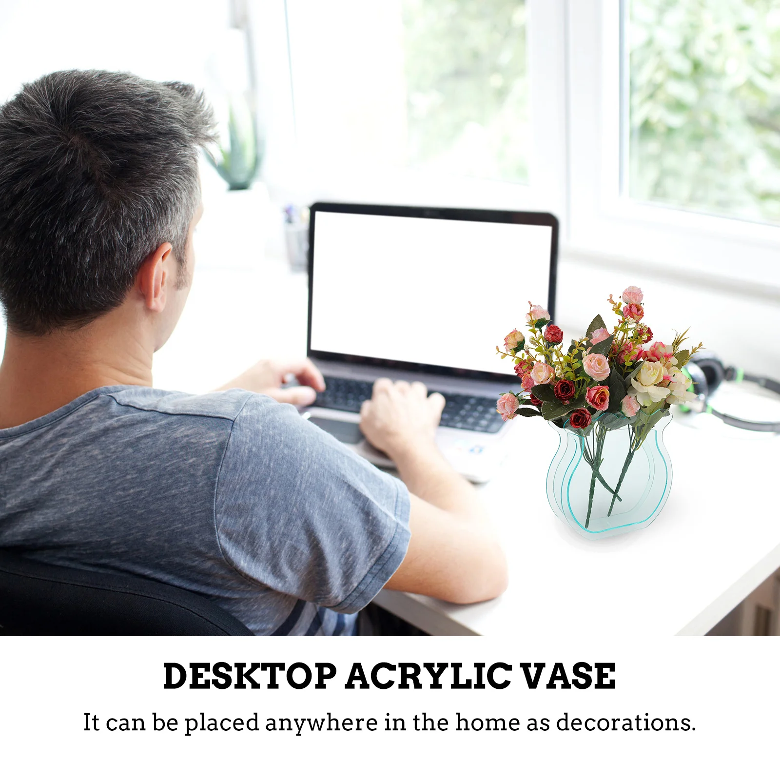 

1Pcs Floral Arranging Vase Premium Transparent Acrylic Material Modern Minimalist Vase for Home Office Desk Decor Fashionable