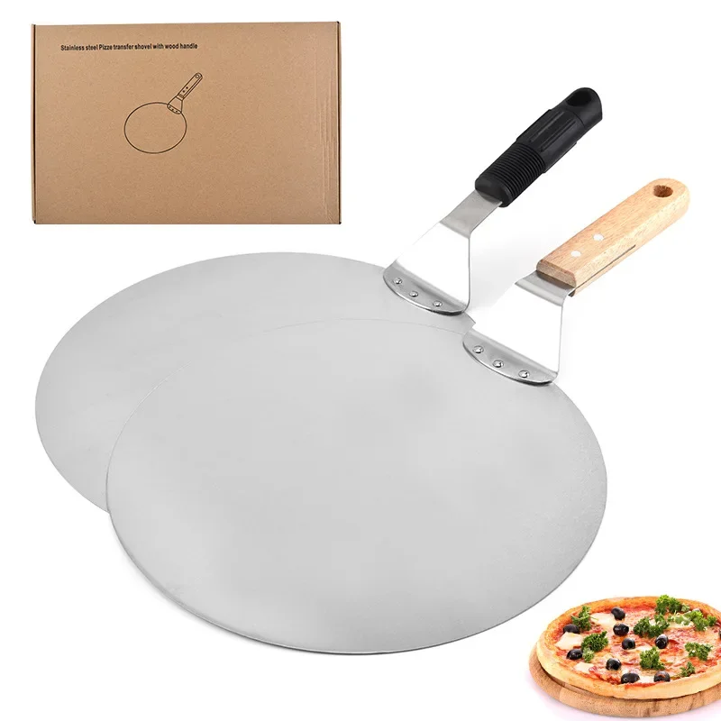 12-inch Stainless Steel Pizza Shovel Large Round Cake Pizza Stone Cake Transfer Baking Tool Baking Pan