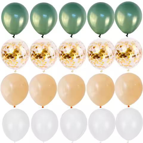 20pcs Green Gold White Latex Confetti Balloons Jungle Safari Animal Party Baby Shower Birthday Wedding Party Decorations Globos