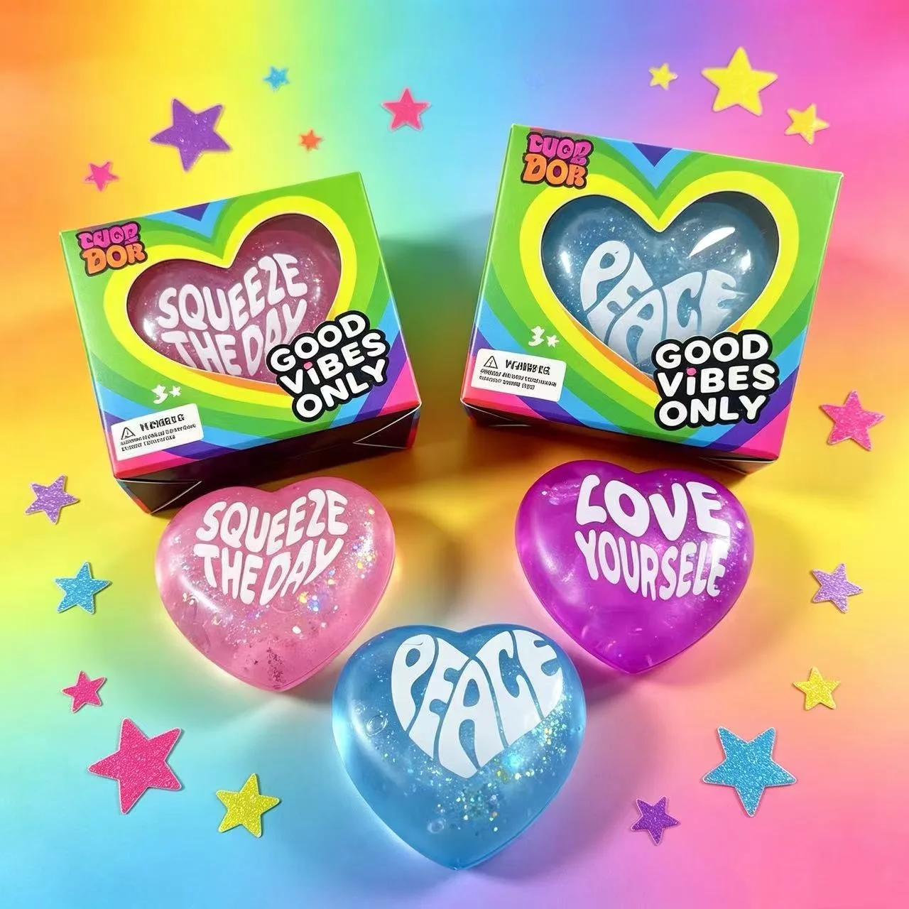 NeeDoh Teenie Sparkle Hearts - Mini Sparkling Heart Stress Relief Toy, Valentine's Day Limited Edition