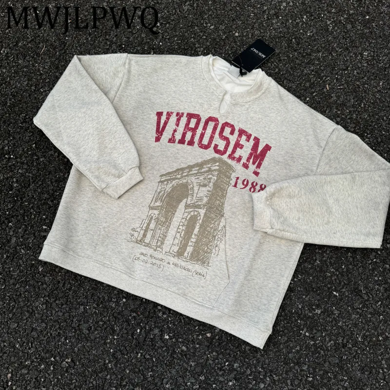 

MWJLPWQ Толстовка с буквенным принтом в американском студенческом стиле для мужчин, свободный топ для пар, модные повседневные топы 12205