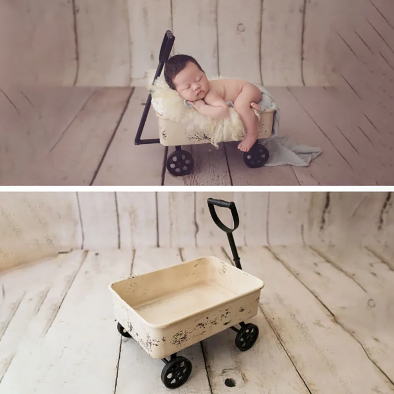 Retro Style Newborn Photography Props Iron Mini Stroller Infant Posing Accessories Studio Baby Photo Decorative Container