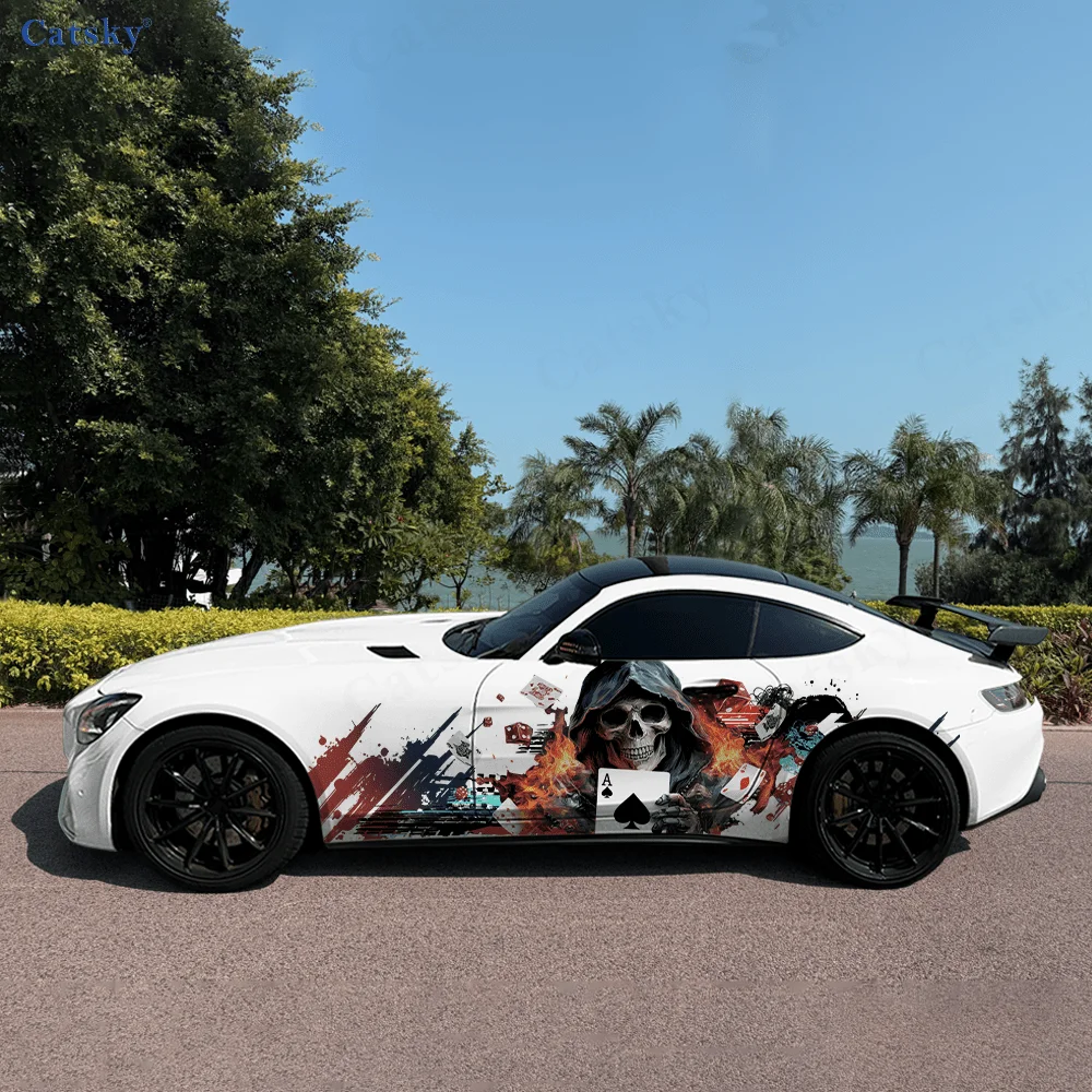 hat-skeleton-poker-mosaic-car-vinyl-wraps-decal-self-adhesive-pvc-sticker-suitable-for-trucks-suv-decor-auto-accessories-gift