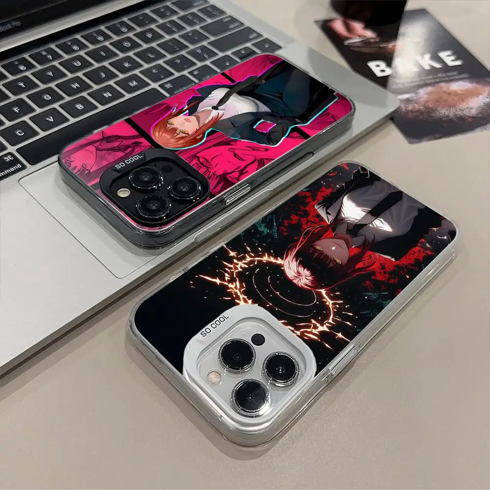 

Chainsaw Makima Mobile Phone Case for iPhone 17 16 15 14 13 12 11 X XR XS 8 7 Pro Max Plus Translucent Colour Protective Luxury