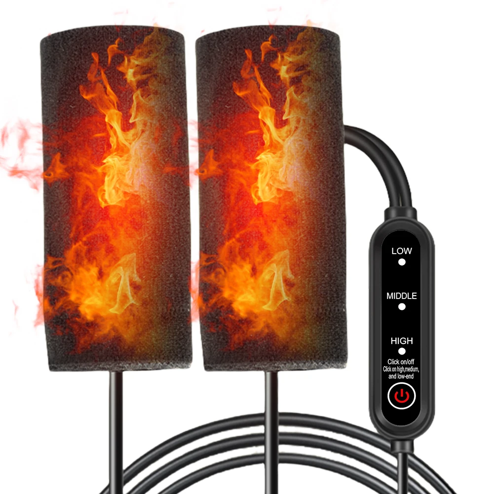 12V USB Motorcycle Electric Heated Grip Cover 3 Gears Electric Heated Handle Cover Anti Slip Handlebar Heater Warmer for Winter view 4