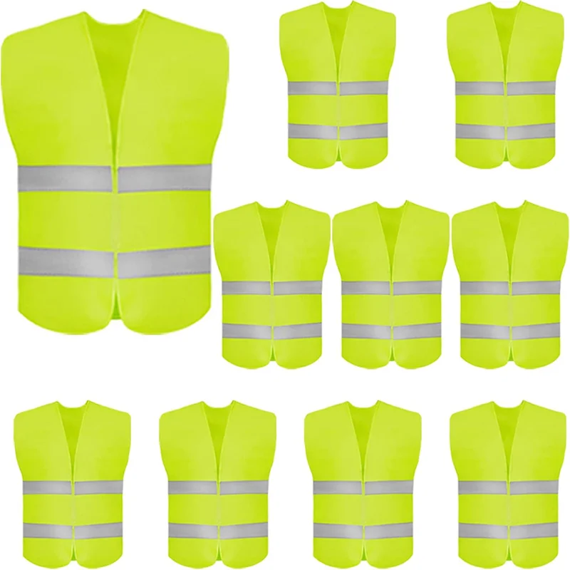 High Visibility Safety Vest - Construction Vest With 2 Reflective Stripes For Traffic Work, Running, Surveying And Guarding