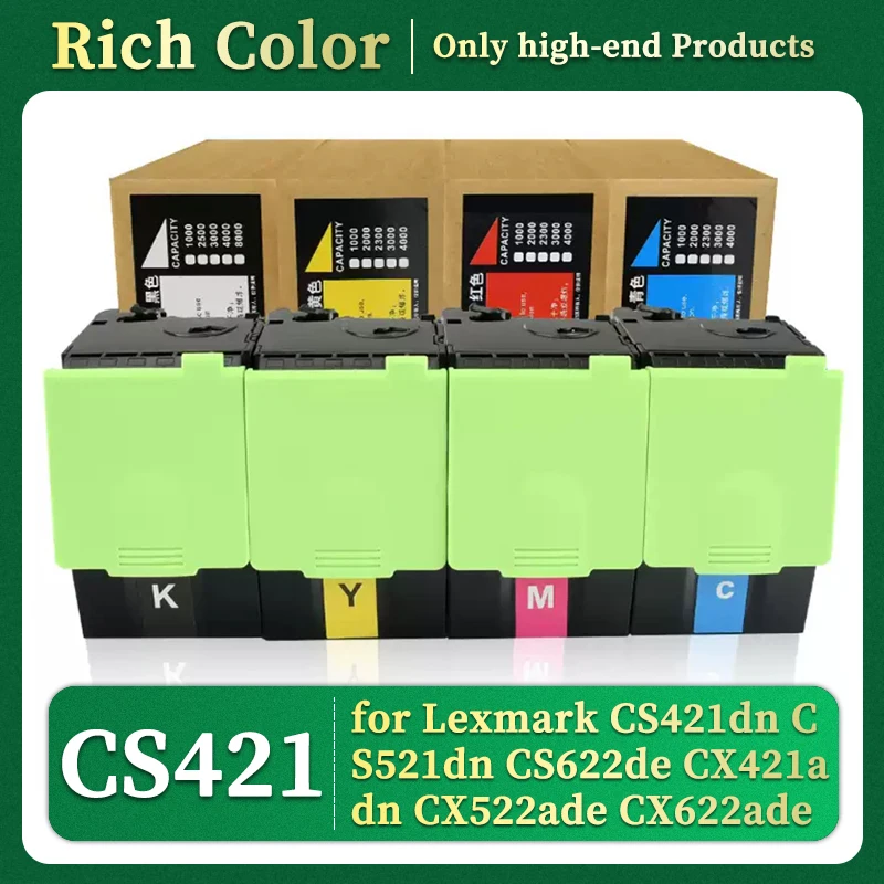 2K 1.4K Toner Cartridge for Lexmark CS421 CS421dn CS521 CS521dn CS622 CS622de CX421 CX421adn CX522 CX522ade CX622 CX622ade CX625