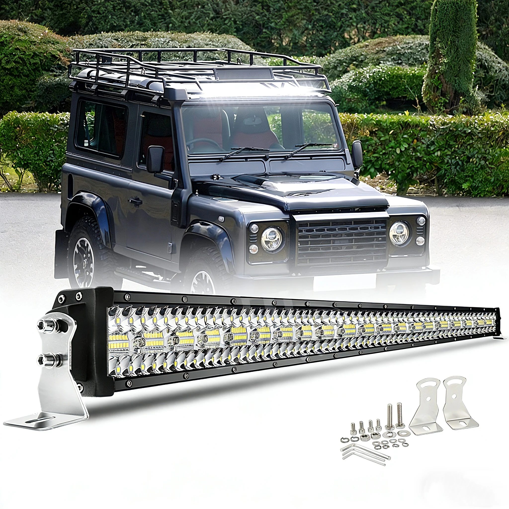 

HAOLIDE 12D Straight 42 inch LED Light Bar 3-Rows Spot Flood Combo Beam 780W Led Bar Offroad for 4x4 SUV ATV Truck Tractors 24V
