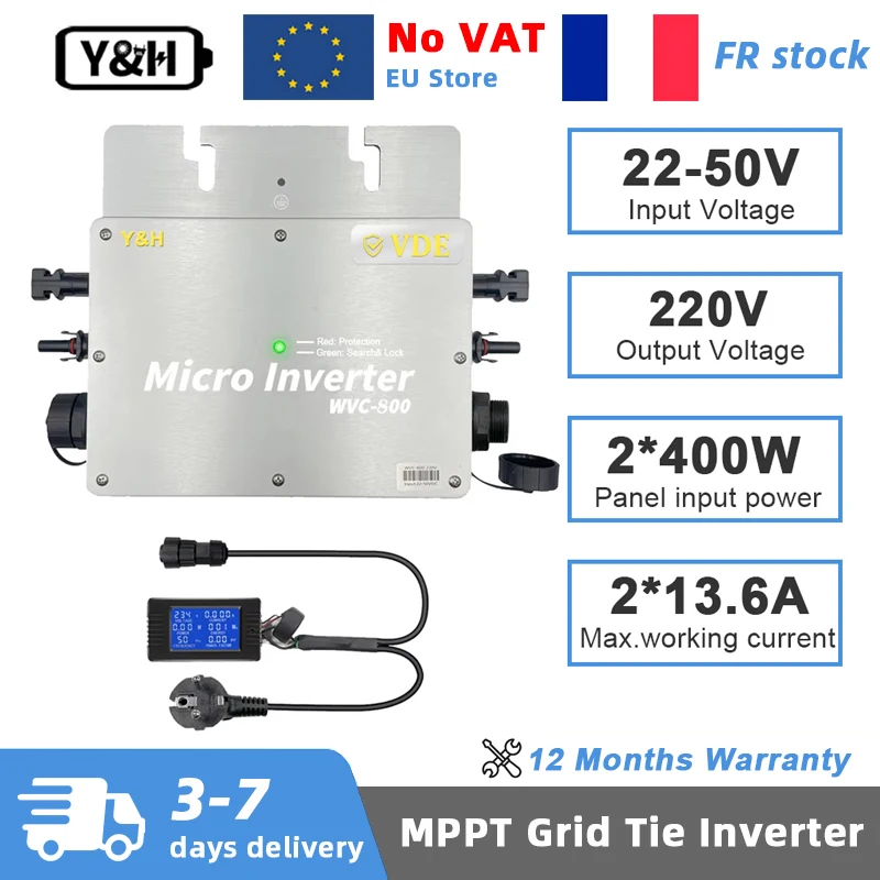 Y & H 800W onduleur de liaison au réseau solaire avec Micro onduleur LCD MPPT DC30-42V entrée PV sortie AC180-260V IP65 étanche
