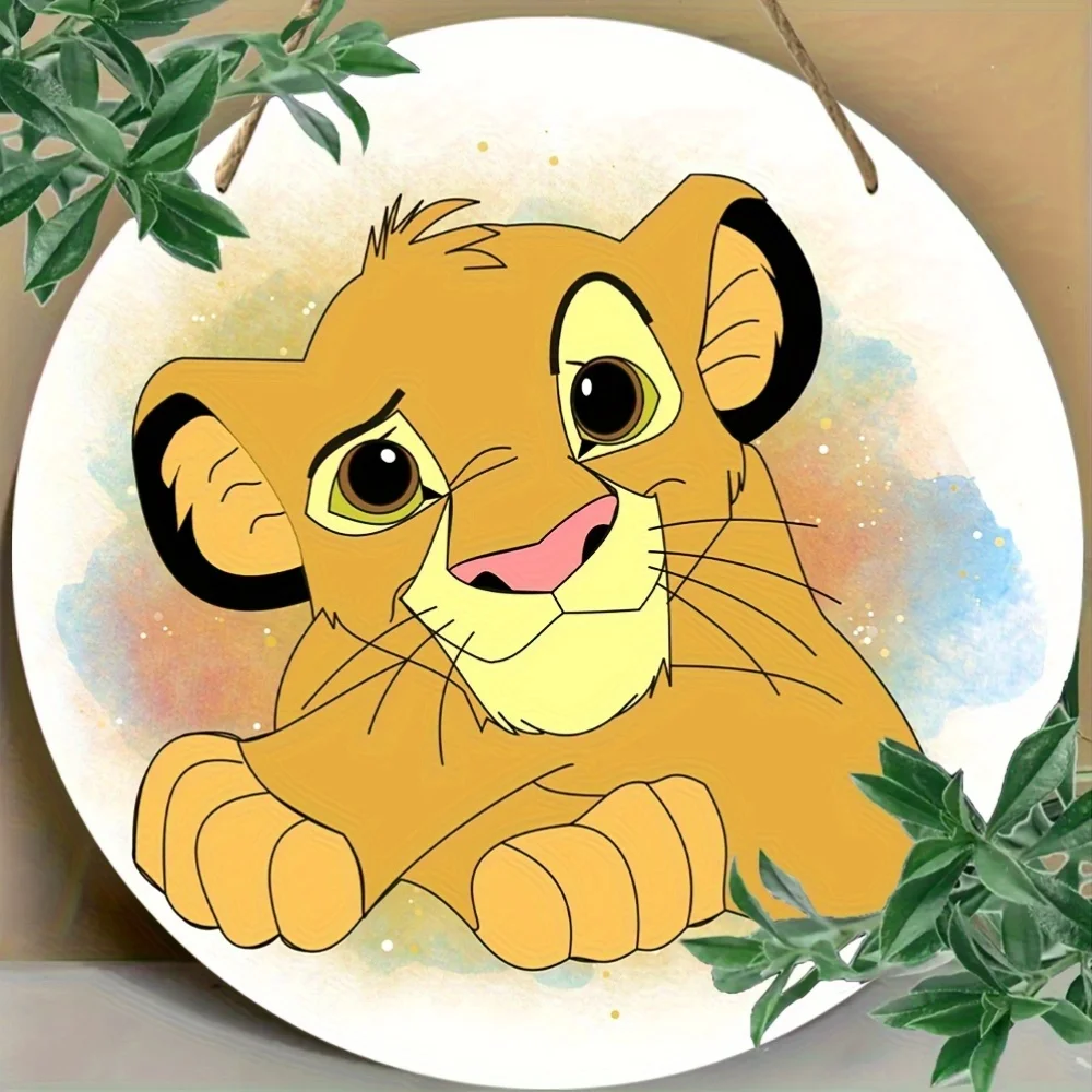 Adorno colgante de madera redondo del Rey León con licencia oficial, bonito diseño de personaje de dibujos animados, Ideal para decoración del hogar y la habitación, 1 ud.