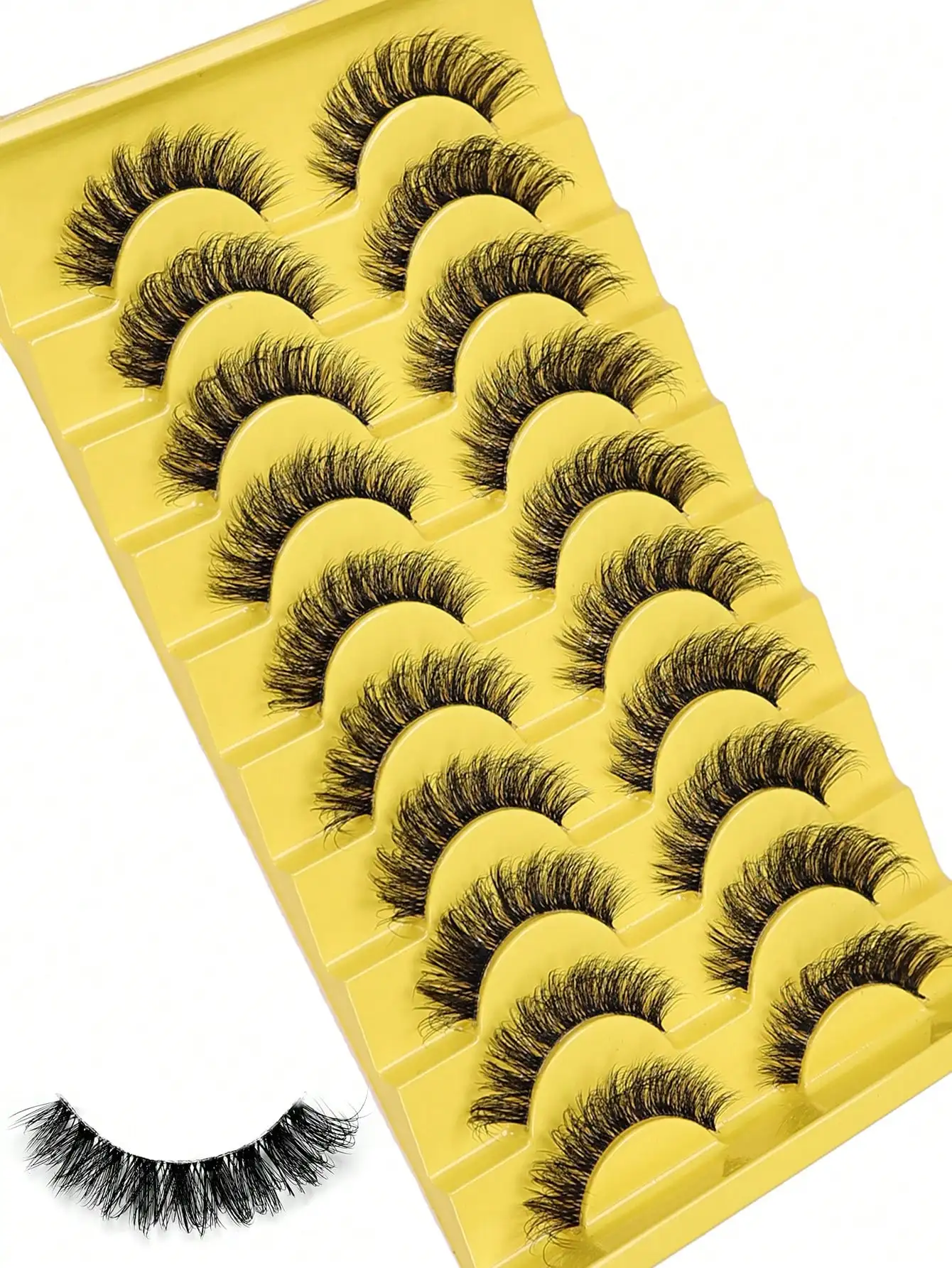 Natürliche, flauschige, wispy Wimpern, 3D-Volumen-Streifenwimpern, D-Curl, künstliche Wimpern mit transparentem Band, Augenwimpern – Detail 3
