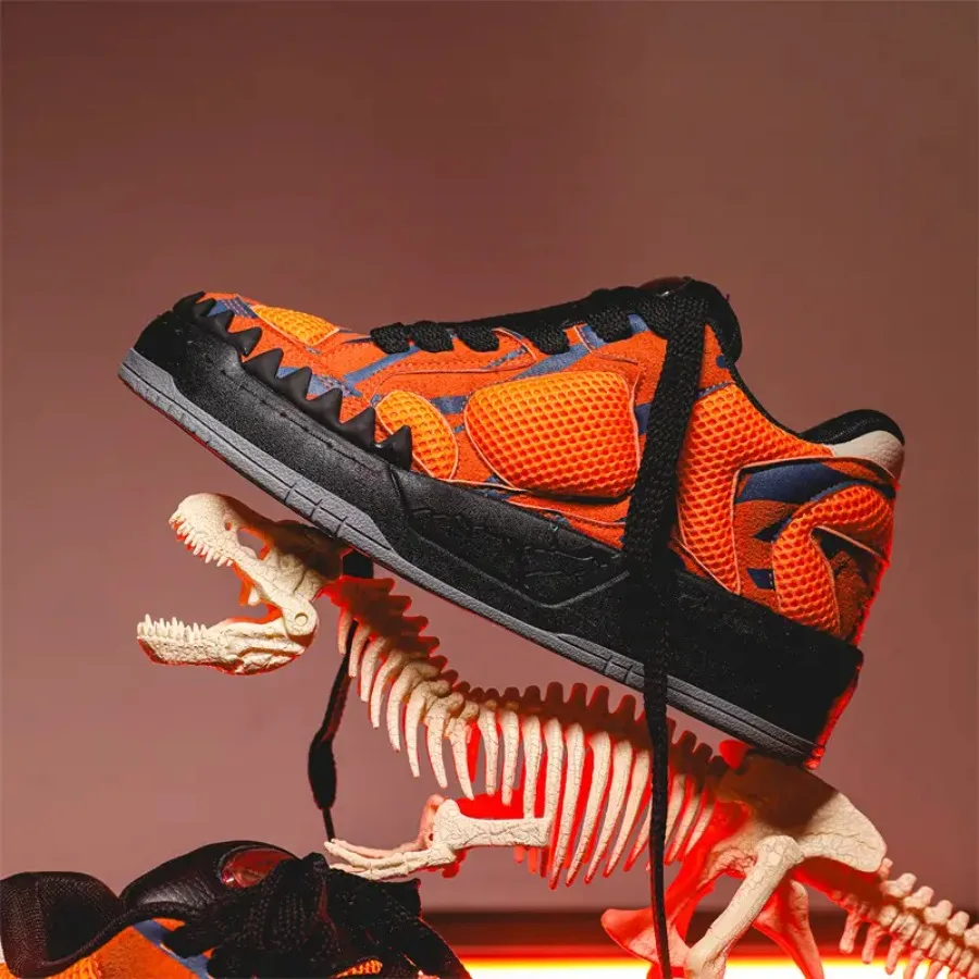 

Men's Retro Dinosaur Sneakers - Low-Top Lace-Up Upper and PVC Sole Round Toe Casual Outdoor Shoes Suitable for - Wear Random Pr