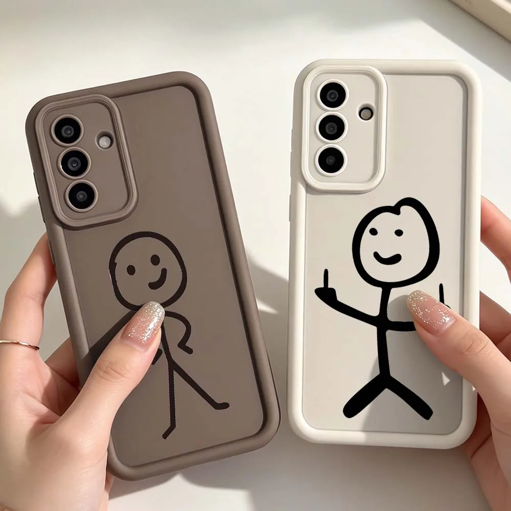Stick Figure Gesture Phone Case For Samsung A25 A26 A33 A57 A35 A36 A37 A51 A52 A53 A54 A55 A57 A72 A73 5G Eye Ladder