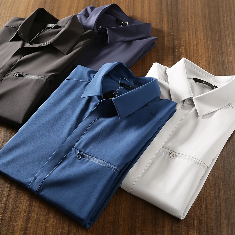 

Functional Outdoor Lightweight Qui Dry Breathable Men's Long Sve irt Spring Summer New Sle Elastic Collar Trendy