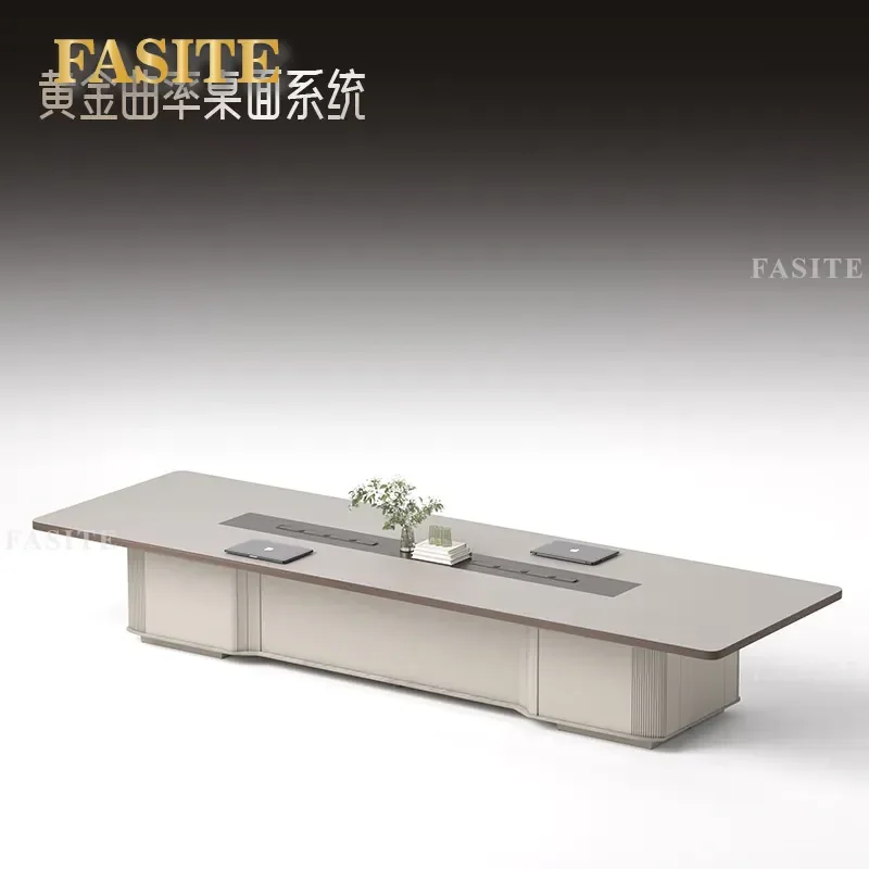 For Large Conference Table Simple Modern High End Office Reception Light Luxury Meeting Room Desk and Chair Set