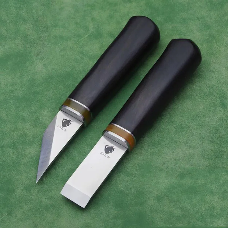 

Профессиональный нож для резки кожи, сделай сам, инструмент для заточки кожи, резки и обрезки, острое стальное лезвие D2, ручка из черного дерева