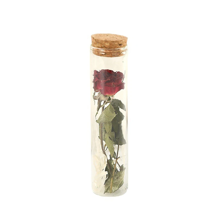 Rose real dried flower test tube specimens, candle making dried flower accessories, baby\'s breath wishing bottle decoration orna