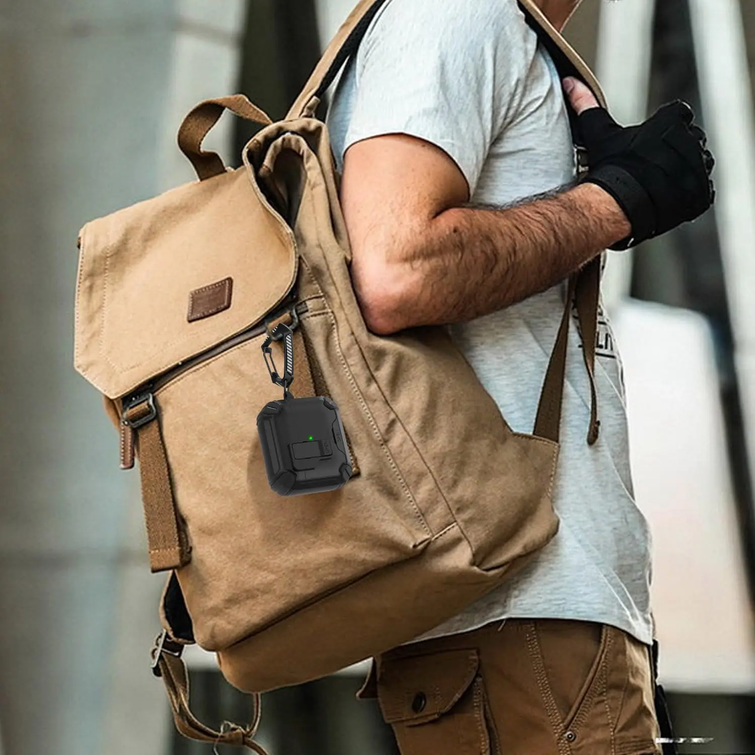 AirPods 4 ケースカバー自動ロック MagSafe 電話ブラケット保護ケース AirPods 第 4 世代用ストラップ付き