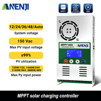 MPPT Solar Charge Controller 12V 24V 36V 48V Auto Battery Charge Regulator 60A Solar Controller LCD Max PV 180VDC Input