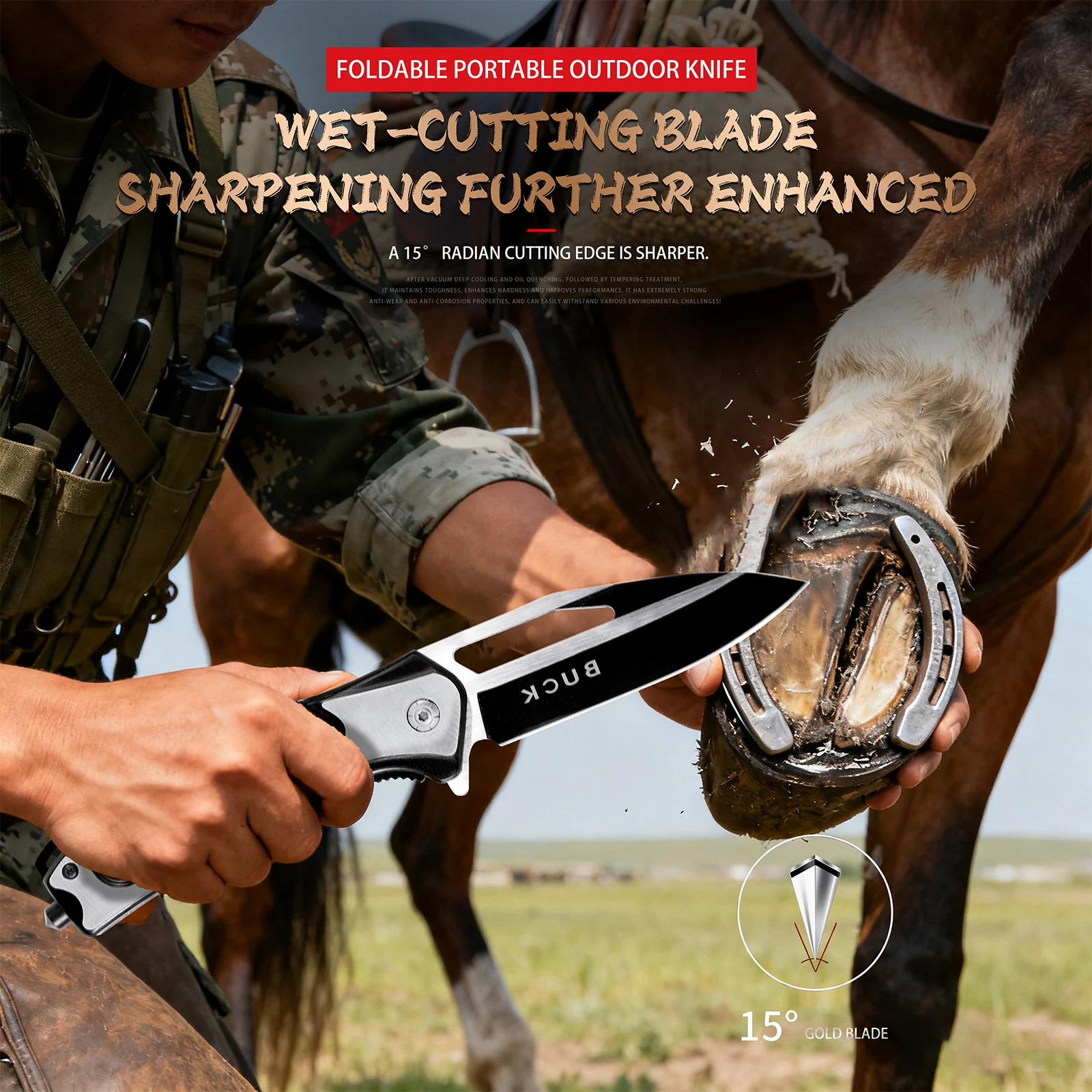 Premium Walnut Wood Outdoor Knife Sharp Portable Pocket-Sized with Window-Breaking Tip Ideal for Camping Barbecue Perfect Gift for Friends