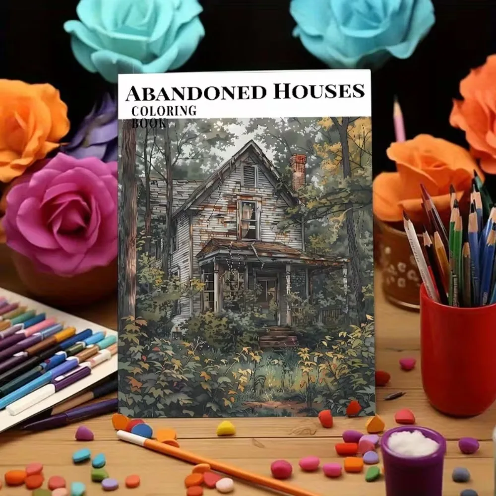 

Abandoned Houses Adult Coloring Book Forgotten Architecture Designs Relaxing Art Therapy Mindfulness Gift