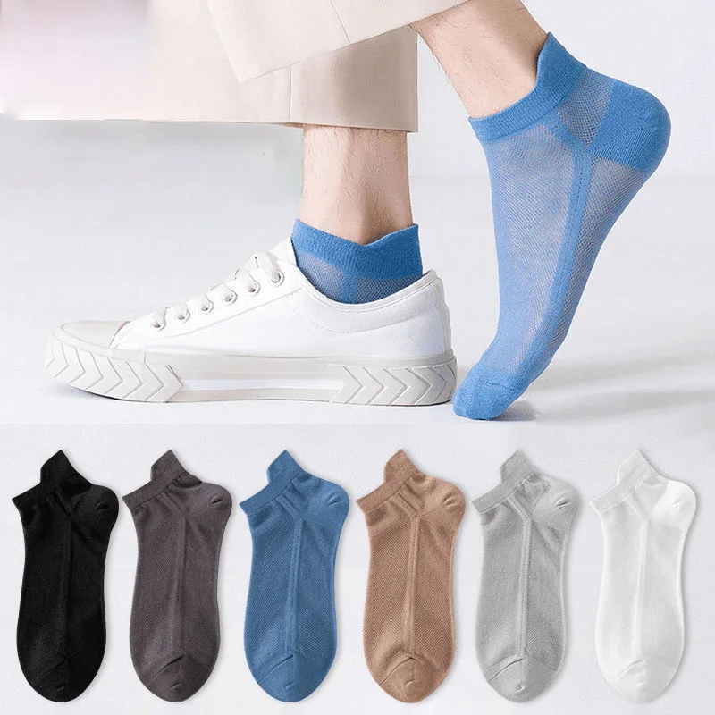 

5 пар мужских носков, летние тонкие хлопковые забавные носки, дышащие, впитывающие пот, модные однотонные простые спортивные носки, оптовая продажа