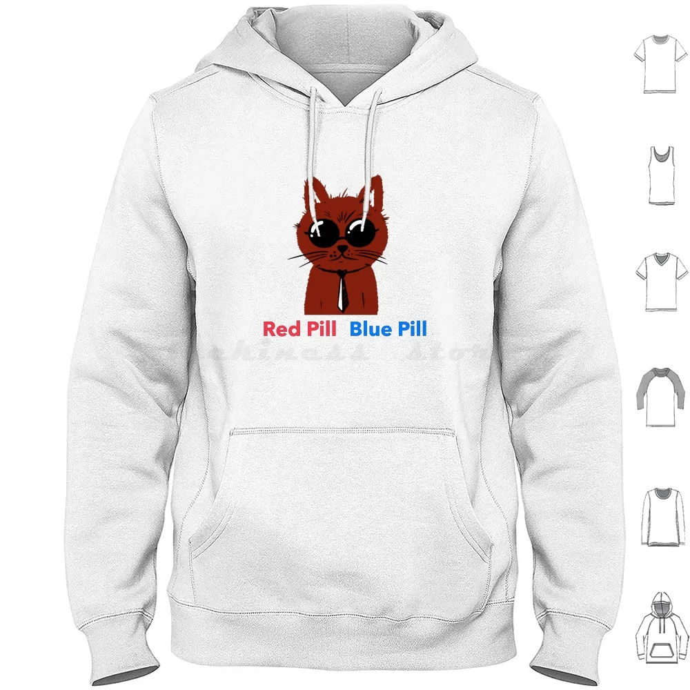 Morpheus Matrix Cat Hoodie cotton Long Sleeve Cat Black Brown Little Cat Parody Matrix Movie Pill Red Blue Morpheus