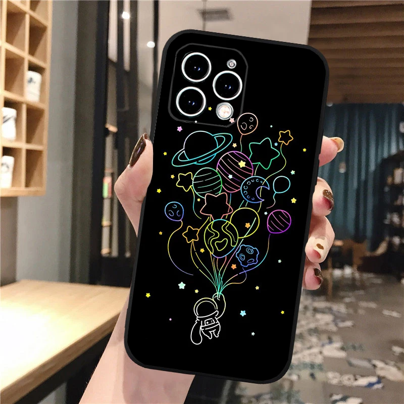 Cartoon Astronaut Phone Case For iphone 17 Pro Max Air 16 15 14 13 Pro Max 15 16 Pro 15Plus