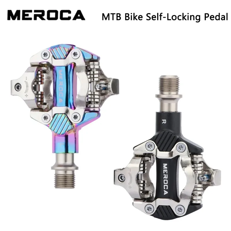 

MEROCA Mountain Bike Lock Pedal Aluminum Alloy SPD Self-Locking Pedal with Locking Plate,Sealed Bearing Cycling Lock Pedals