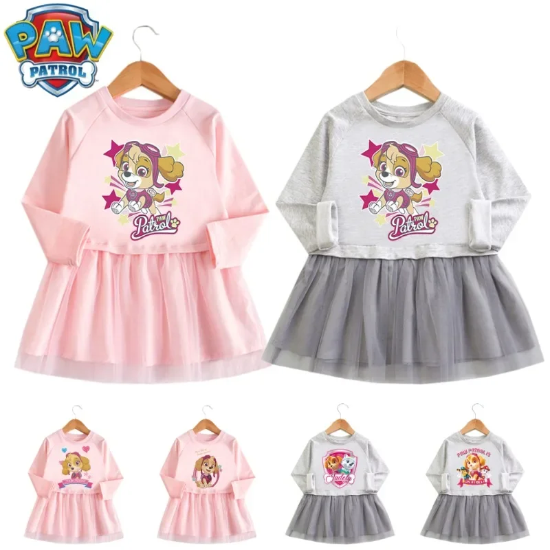 

Щенячий патруль, осенний свитер с длинными рукавами, хлопковое платье, аниме-фигурка, повседневное платье с принтом Скай Чейза для девочек, детское кружевное платье принцессы