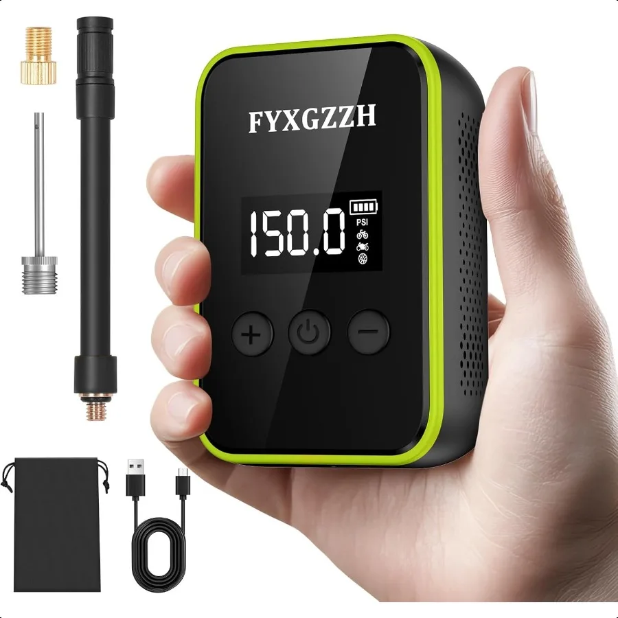 

Mini Electric Bike Pump Fast Iate Bike Tire Pump with Gauge 150PSI Air Pump with Presta and Schrader Vae for Road Bike Mountain