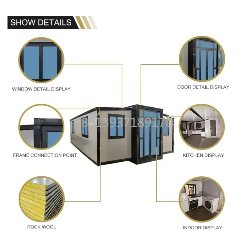 20Ft 40Ft Prefab Houses 3 Bedrooms Home House Expandable Steel Mobile Home for Home Use