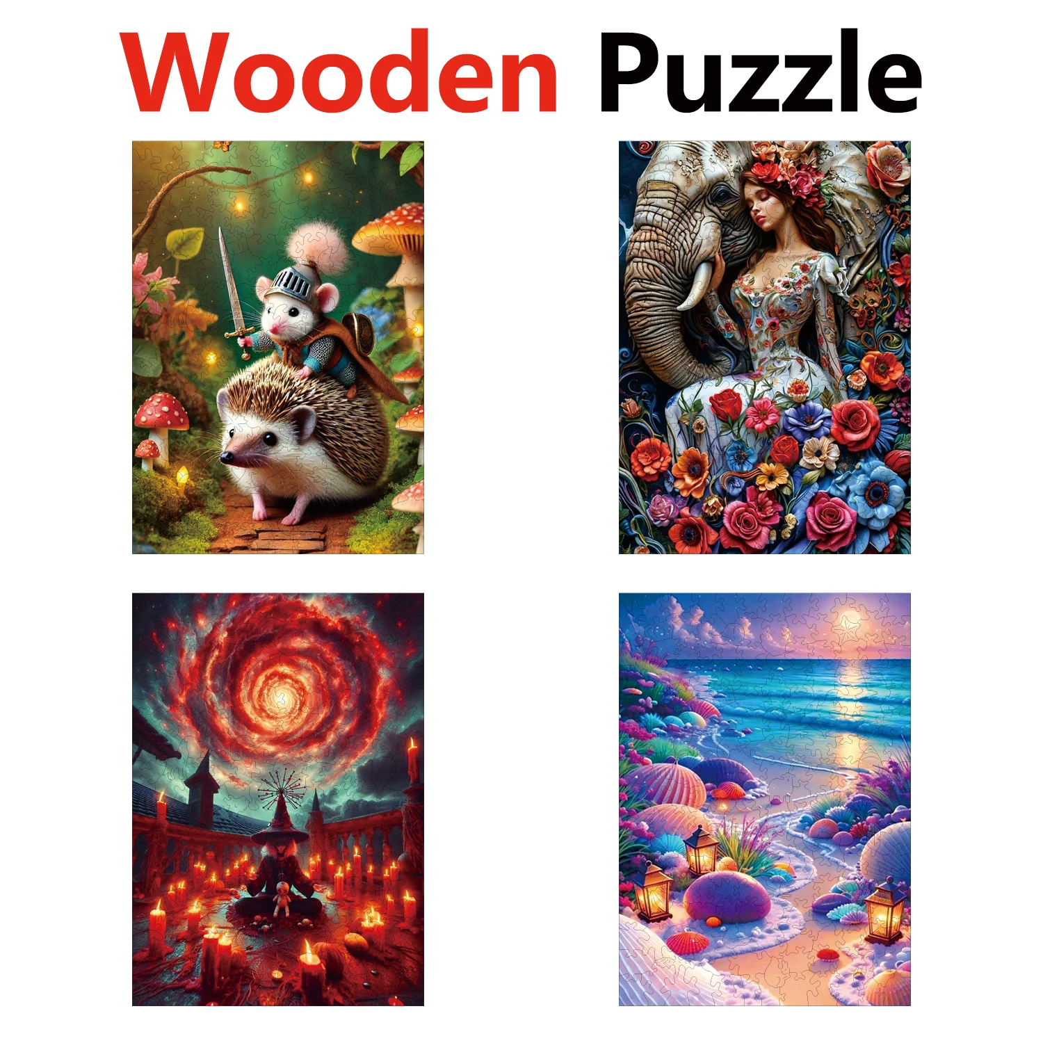 

Hedgehog Beauty Seaside Conch Animal Puzzles High Quality Jigsaw Puzzle Wooden Puzzle Best Christmas Gift