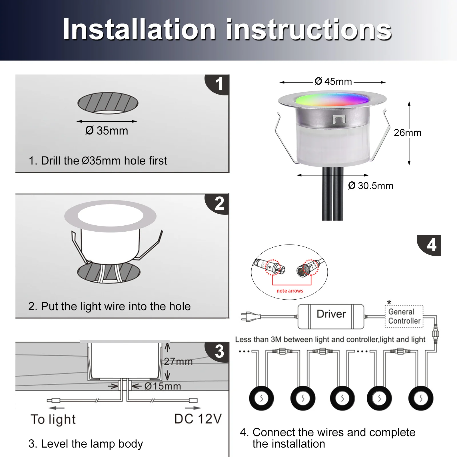 FVTLED – panneau solaire imperméable à lumière Led, luminaire décoratif d'extérieur, idéal pour un jardin, des escaliers ou une clôture