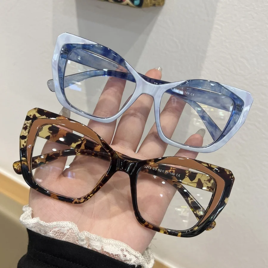مجموعة مكونة من قطعتين للسيدات بتصميم زهرة مضمونة، مطابقة الألوان، طراز جديد، نظارات متباينة مع تأثير عين القطة