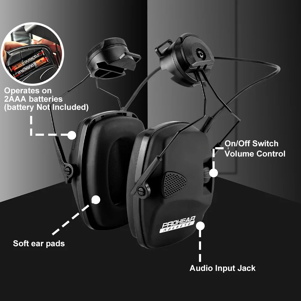 ZOHAN-Electronic Earmuff,ARC Helmet Rail Adapter,Noise Reduction,Tactical Headphone Fit for Hunting,Shooting Headset Accessories