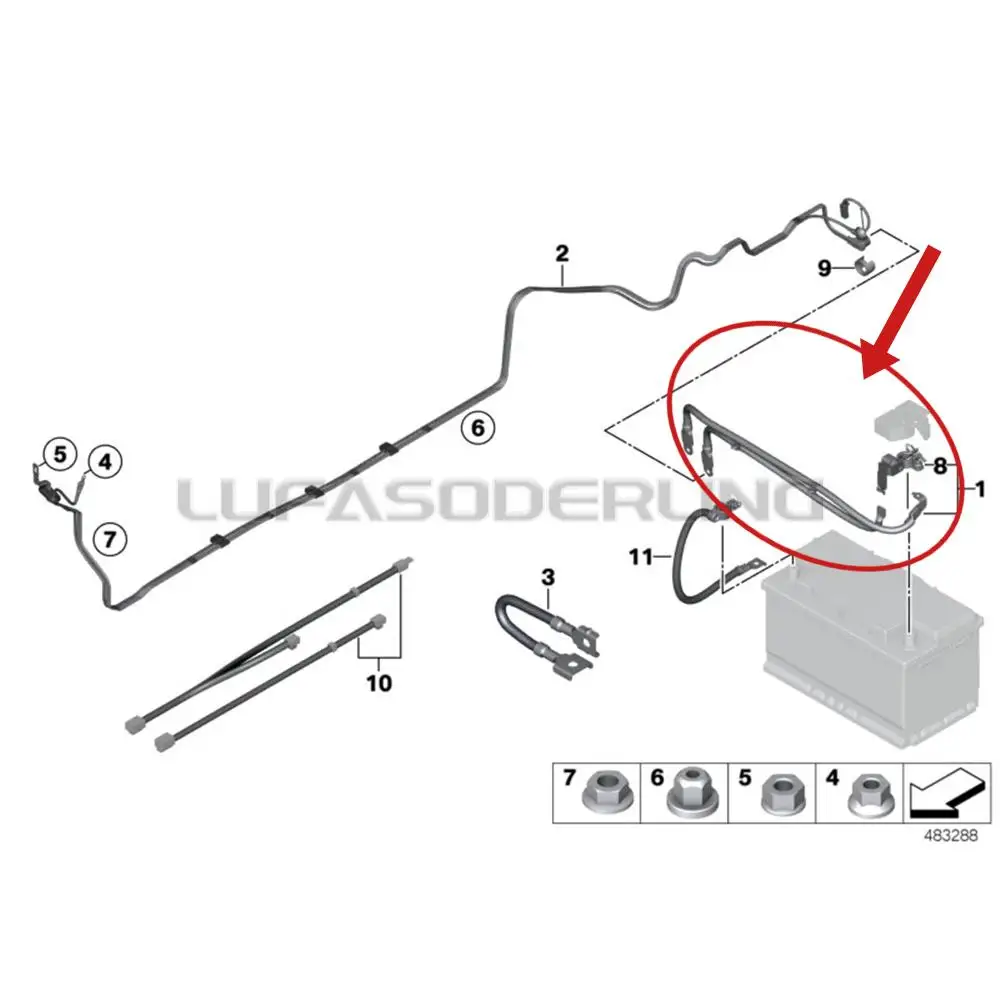 كابل القطب الإيجابي للبطارية لسيارات BMW F20 F21 F87 F22 F23 2011-2019 OEM 61129253111
