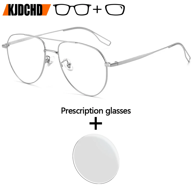 

Модные ультралегкие титановые очки-пилоты по рецепту для мужчин и женщин, очки для чтения с защитой от синего света, прогрессивная оправа для очков