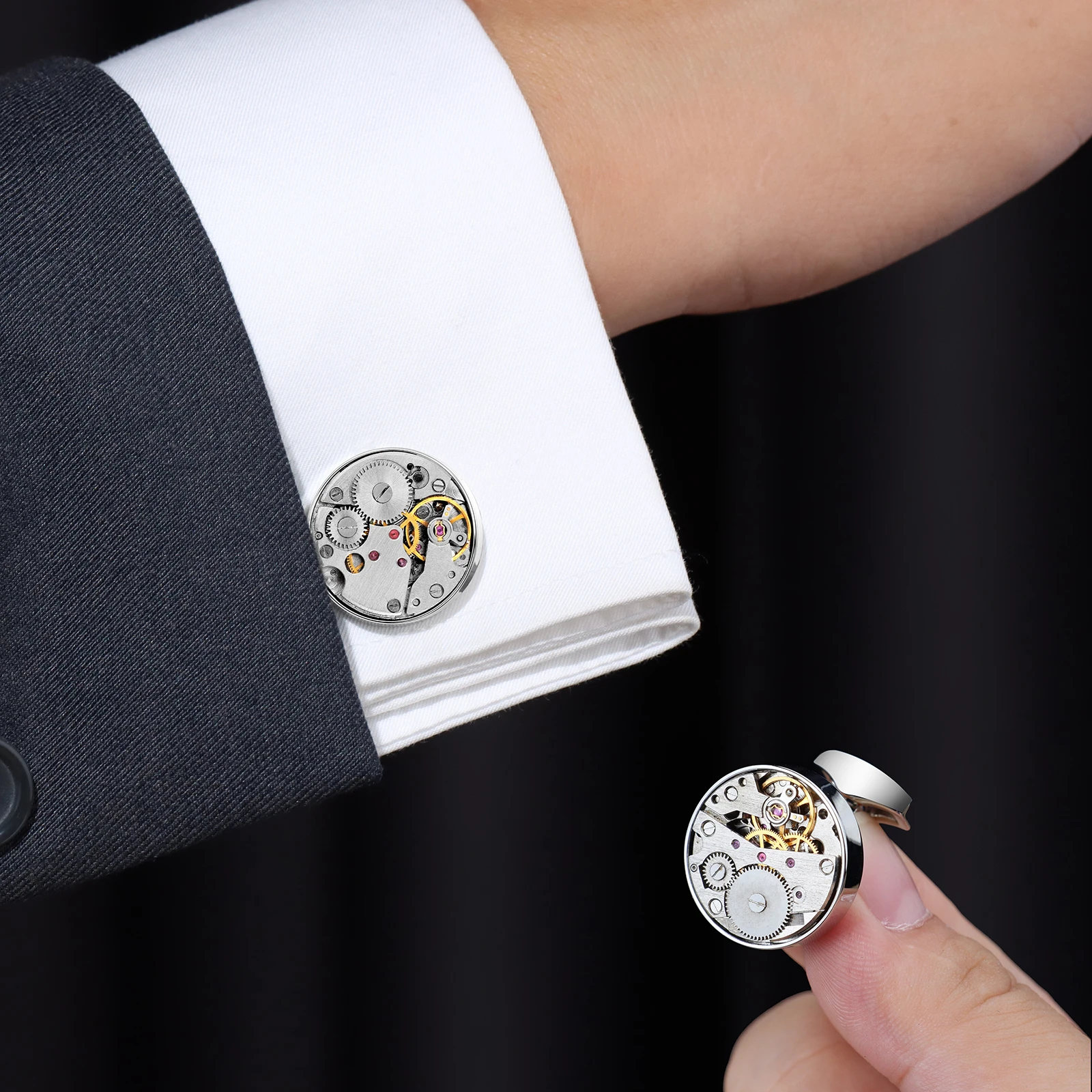 HAWSON Brand Gift Cufflinks Items Watch Non-Movement Cuff Links Wedding Jewelry Brand cuff button watch Mechanical movement cuff