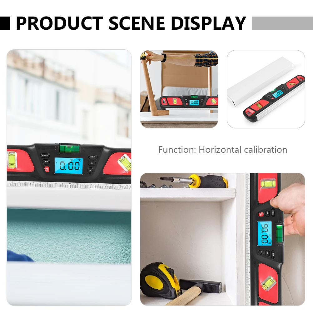 Backlit Level Ruler Portable Bubble Level Precision Horizontal Measuring Instrument Durable Gradient Red for Home