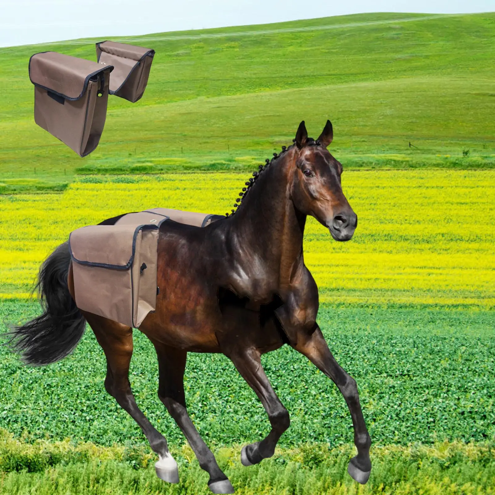 حقيبة سرج الحصان مع جيوب من قماش أكسفورد متعددة الأغراض وإغلاق آمن وحقيبة سرج محمولة لدعامة الرياضة في الهواء الطلق للنادي #1