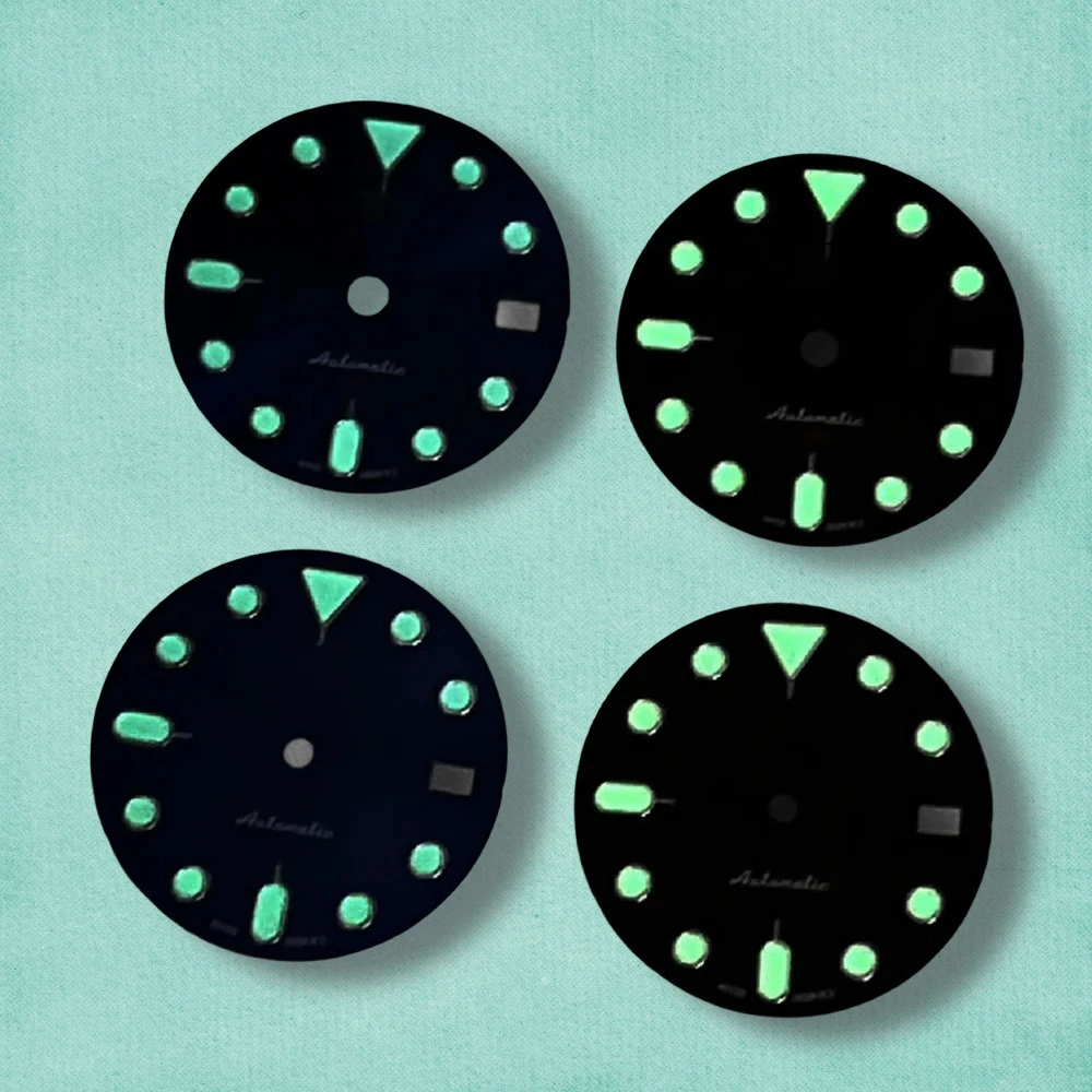 28.5mm S Logo NH34/NH35 SUB/SKX007 Dial Fit NH34/NH35/NH36 Movement Green Luminous High Quality NH34/NH35 Accessories ﻿