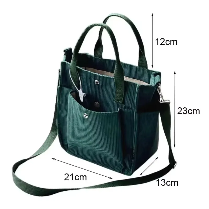 Große Cord Damen Umhängetasche Canvas Damen Einkaufstasche Mode Handtasche Messenger Bags Student Umhängetasche Shopper Tasche Casual