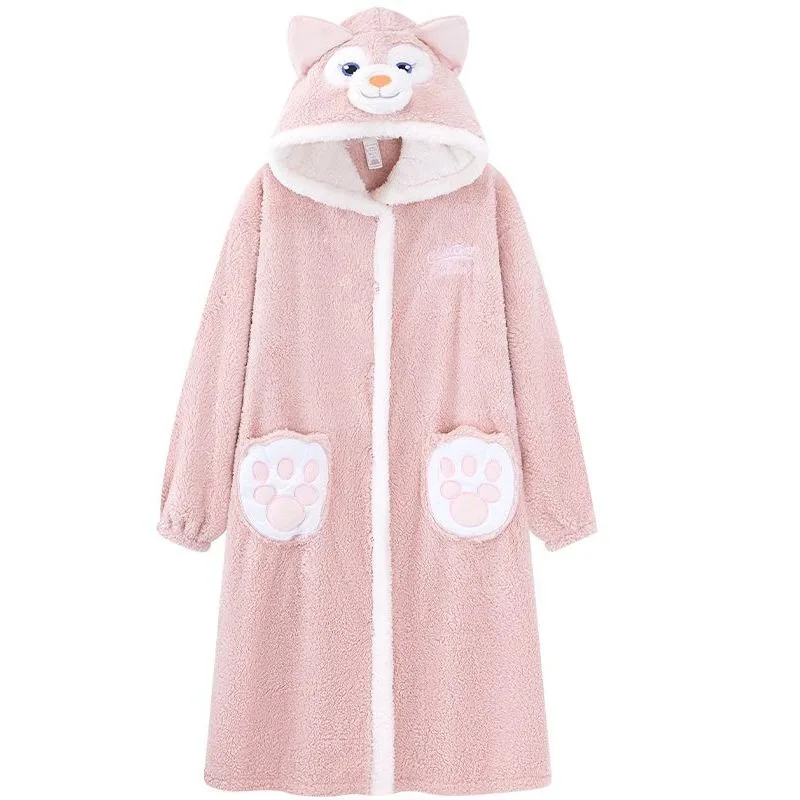 Kawaii new LinaBell peripheral nightgown autumn and winter warm and thickened sweet and cute Disney home wear set gift wholesale