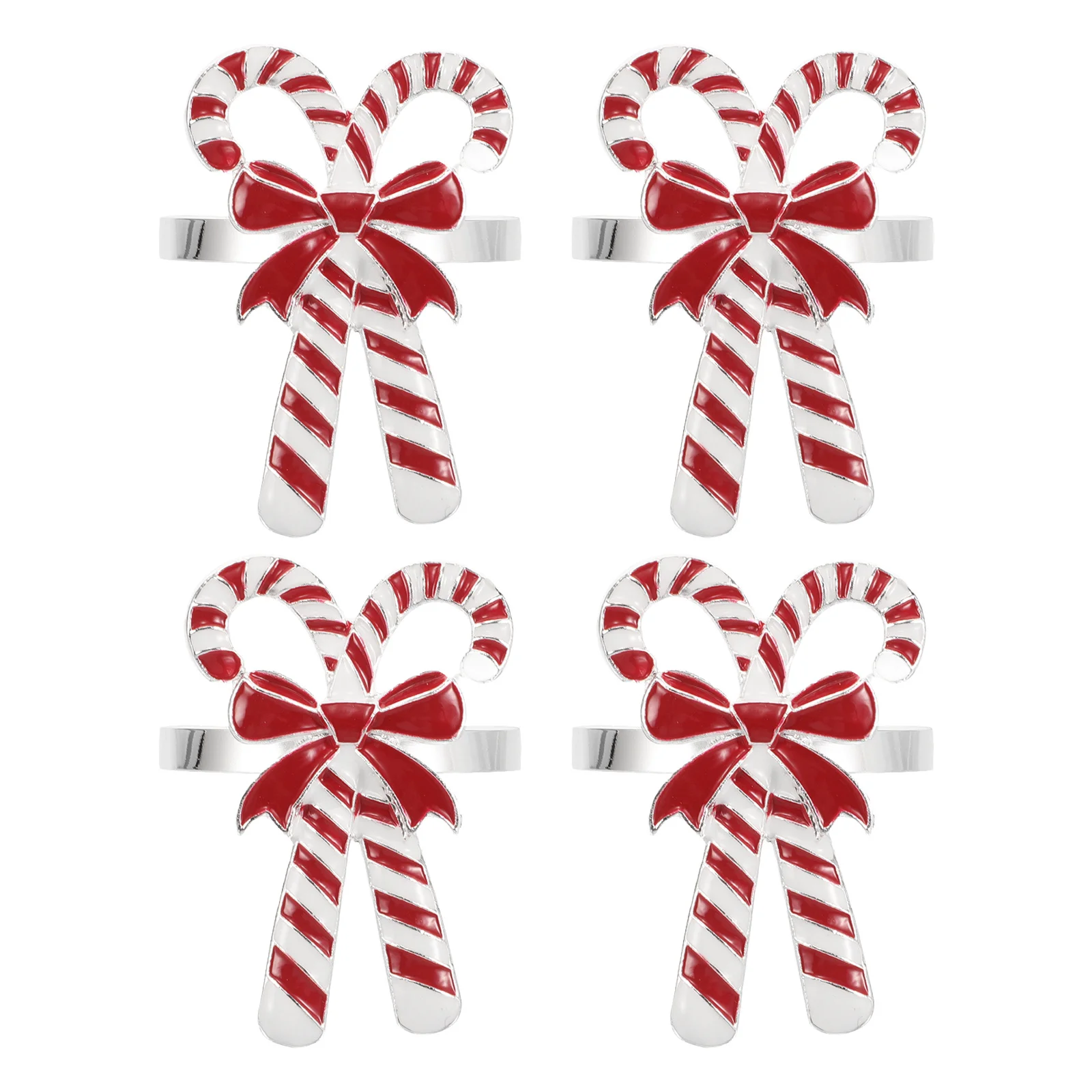 

4pcs Napkin Rings Candy Cane Design Metal Serviette Buckle For Christmas Holiday Party Wedding Table Decor Unique Napkin Holders