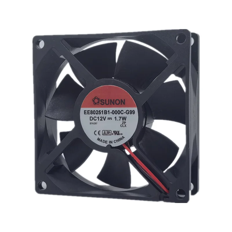 Ventilador sem escova, EE80251B1-000C-G99 8025, 80mm, 8cm, 12V 1.7W, DC silenciosa da bola, 80x80x25mm